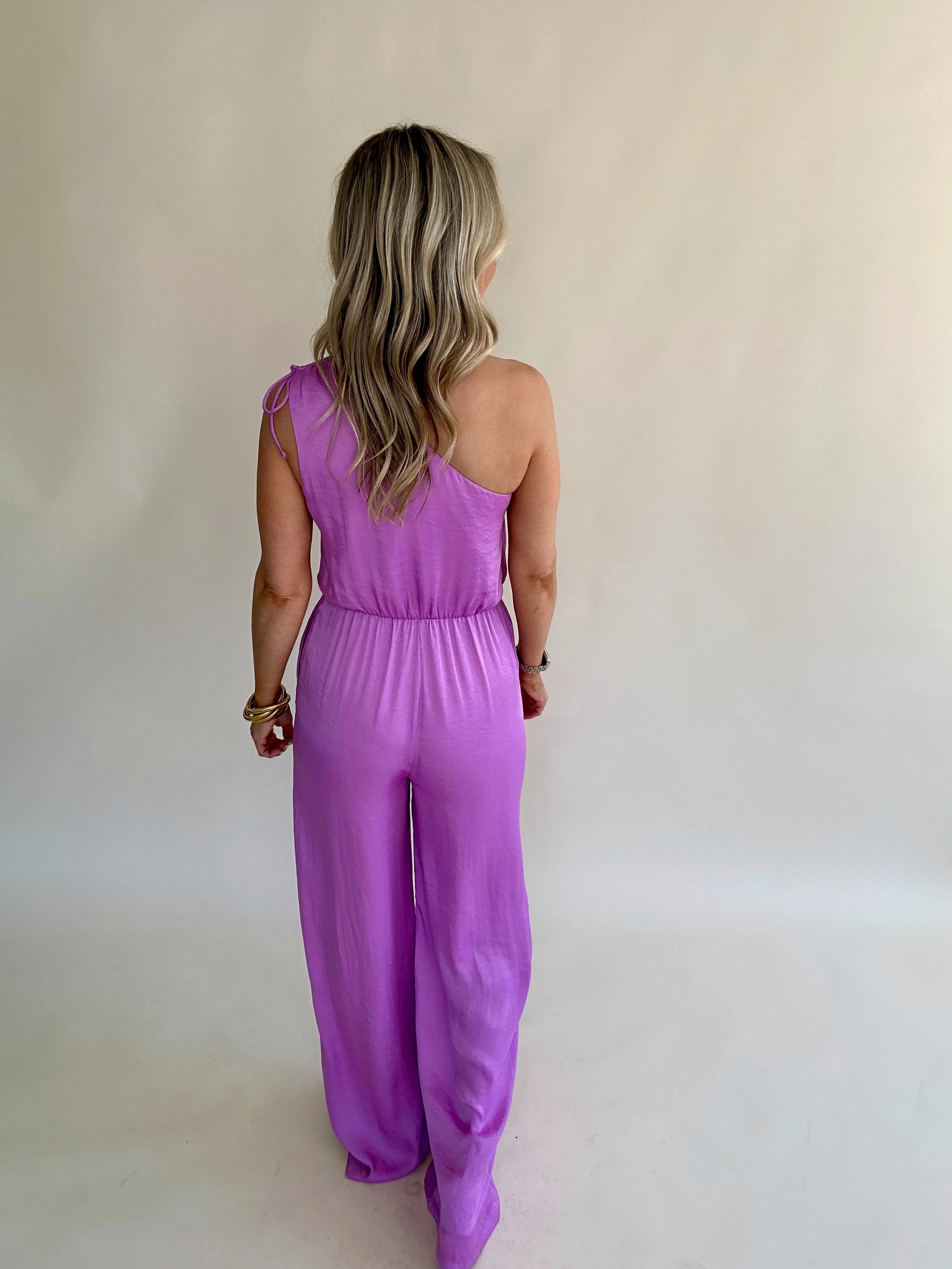 Steve Madden Adele One Shoulder Jumpsuit - Berry