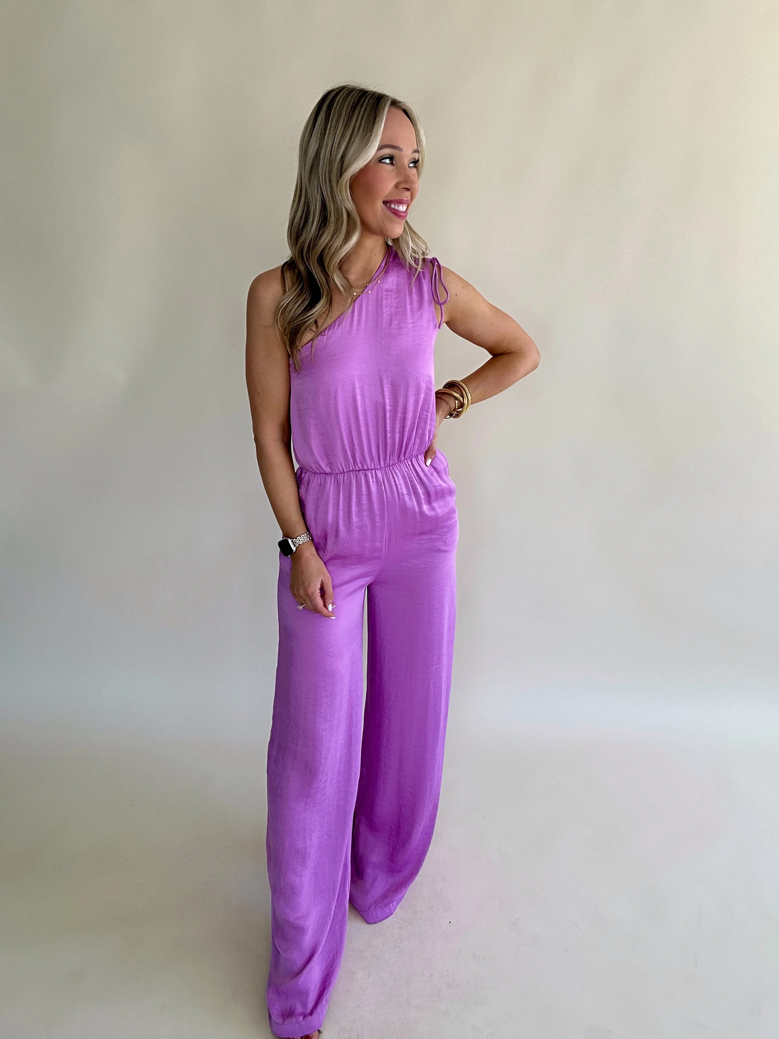 Steve Madden Adele One Shoulder Jumpsuit - Berry