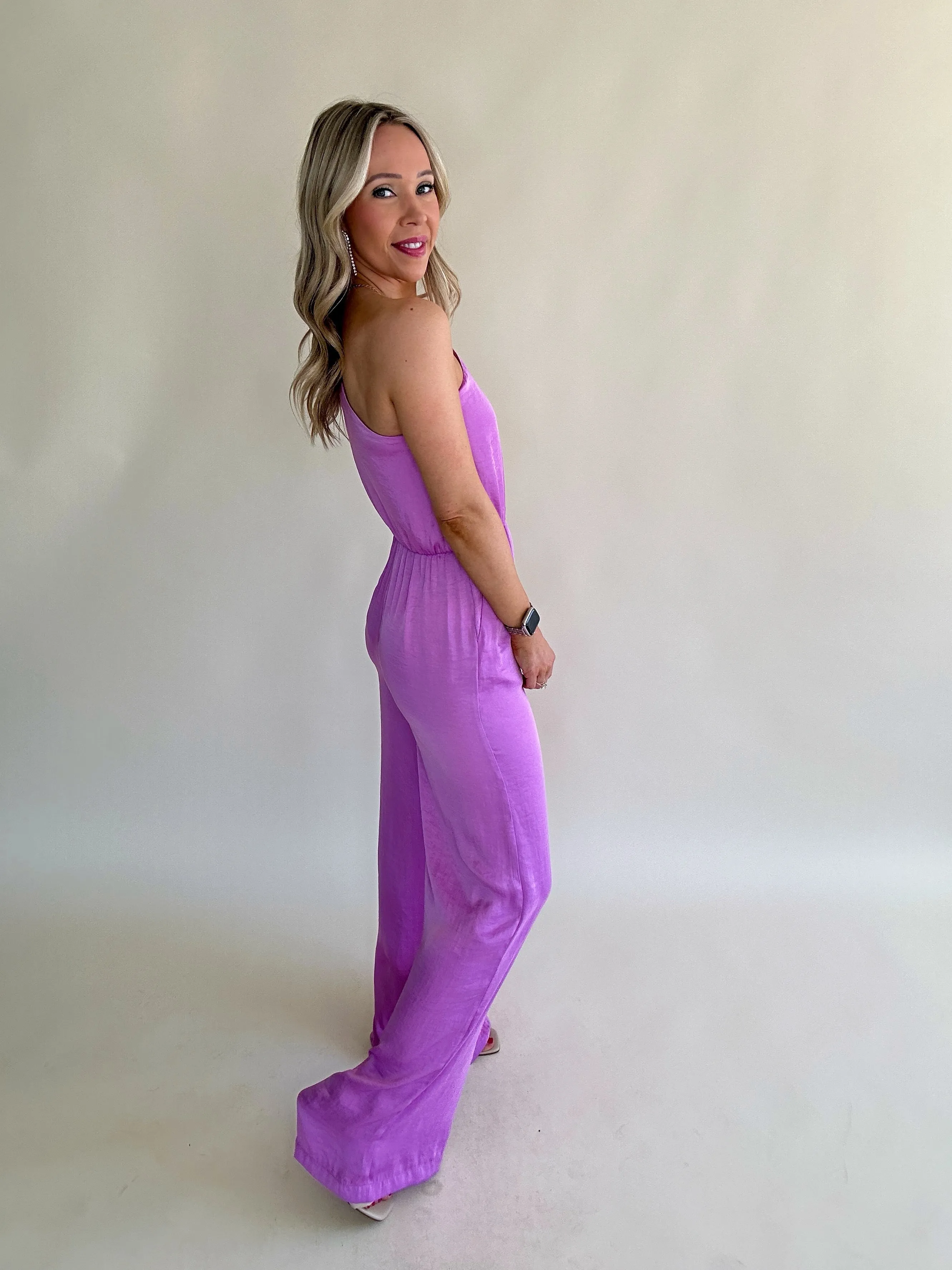 Steve Madden Adele One Shoulder Jumpsuit - Berry