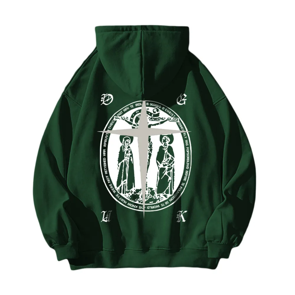 Street Christian Pattern Graphic Hoodie