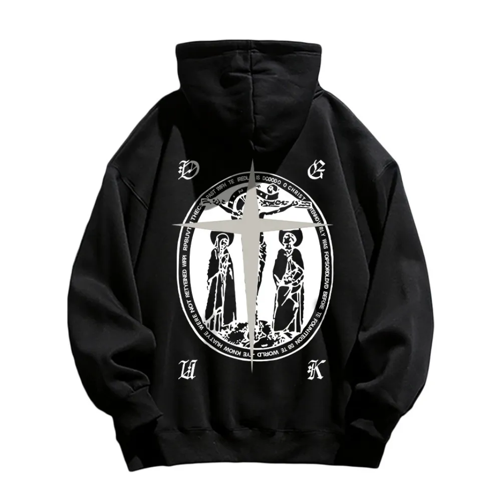 Street Christian Pattern Graphic Hoodie
