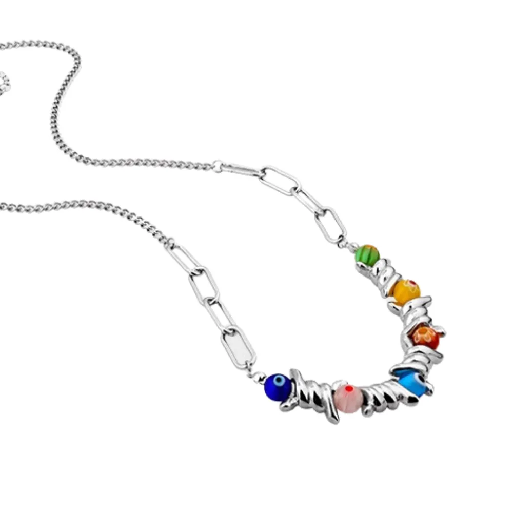 Street Color Glass Bead Necklace