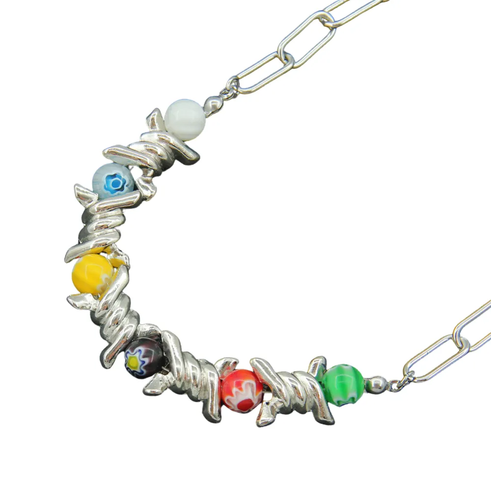 Street Color Glass Bead Necklace