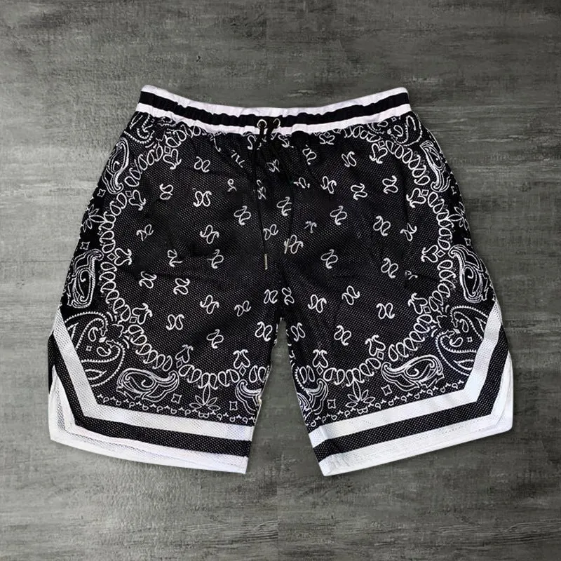 Street Style Black Cashew Flower Shorts