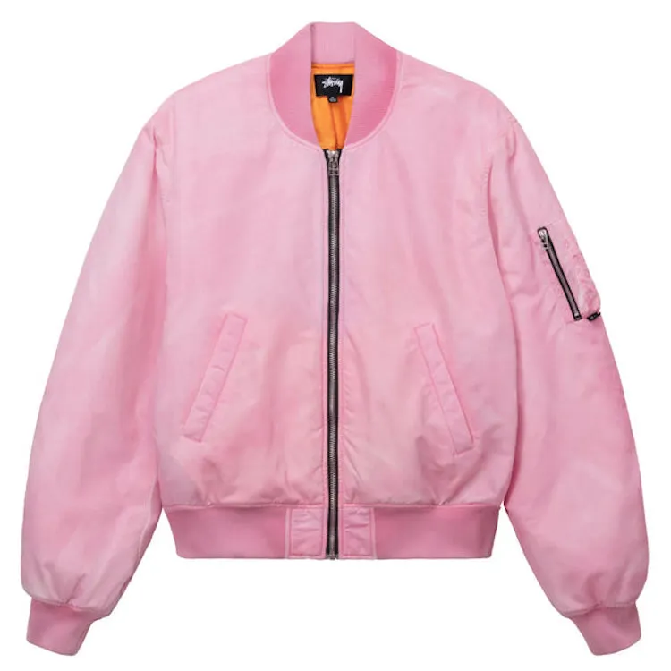 Stussy Dyed Nylon Bomber Jacket Pink