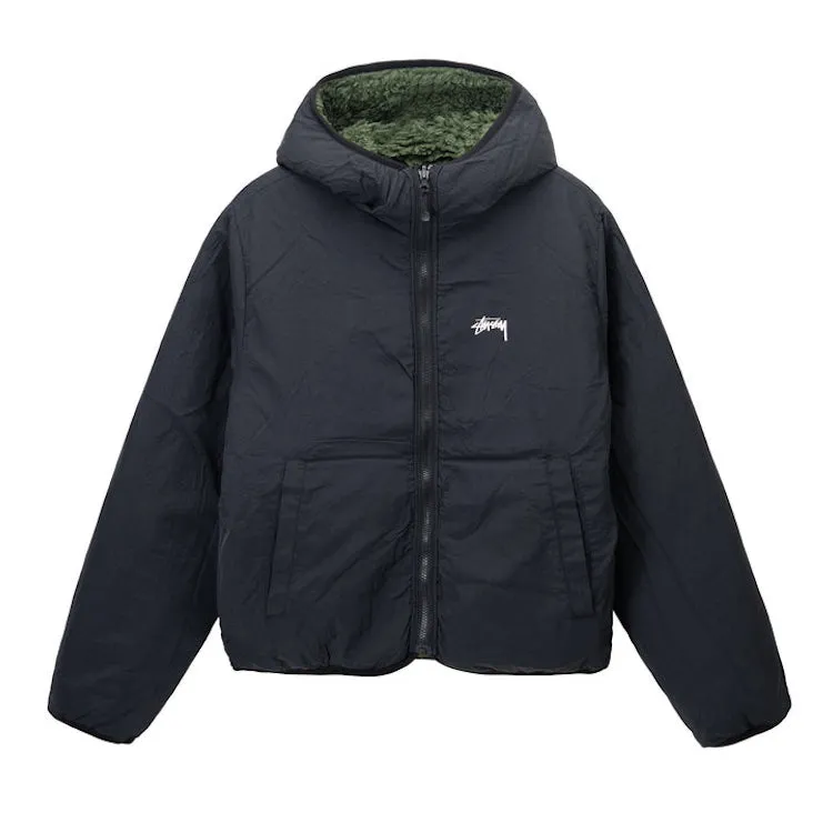 Stussy Reversible Sherpa Fleece/Nylon Zip Jacket Olive
