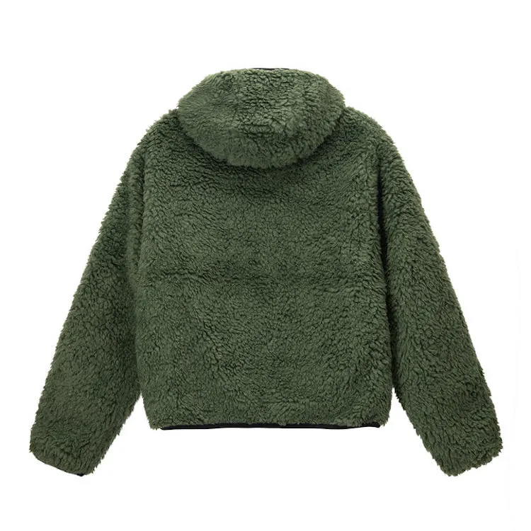Stussy Reversible Sherpa Fleece/Nylon Zip Jacket Olive