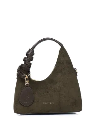Sunova Faux Suede Mini Top Handle Bag (Dark Olive Green)