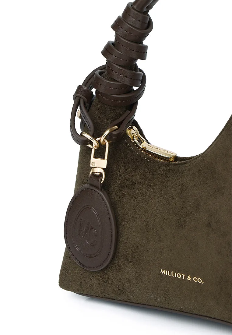 Sunova Faux Suede Mini Top Handle Bag (Dark Olive Green)