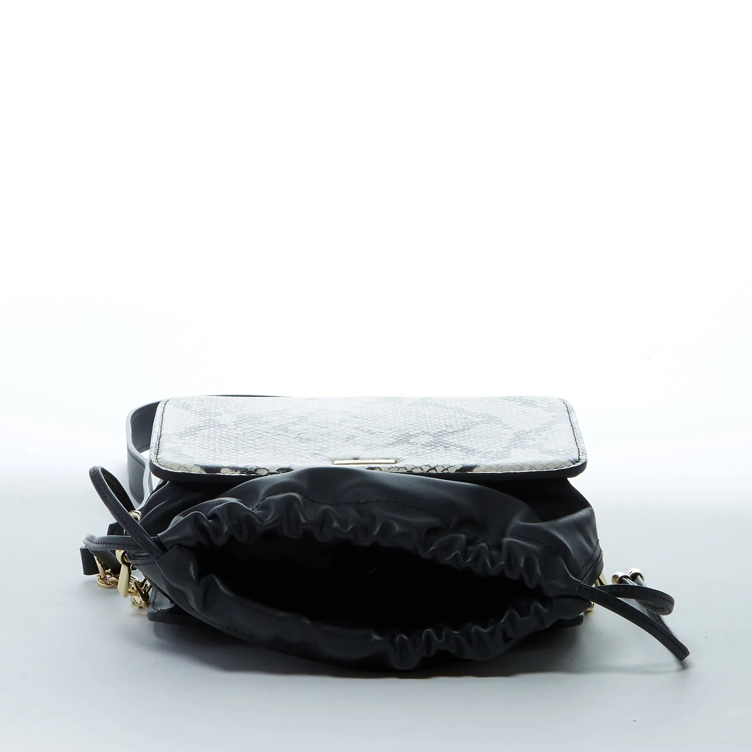SUSU The Patricia Black Leather Bucket Bag Snakeskin Design