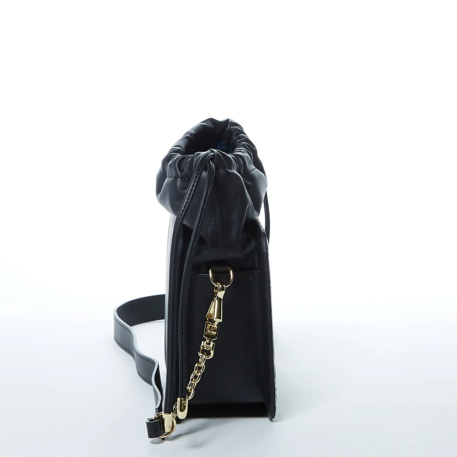 SUSU The Patricia Black Leather Bucket Bag Snakeskin Design