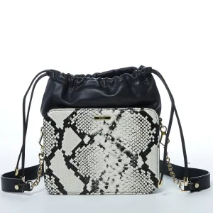 SUSU The Patricia Black Leather Bucket Bag Snakeskin Design