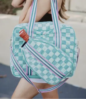 Teal Checkerprint Pickleball Bag