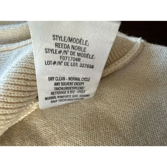 Theory Women's Wool Cream Open Cardigan Pockets Medium Lagenlook Minimalist