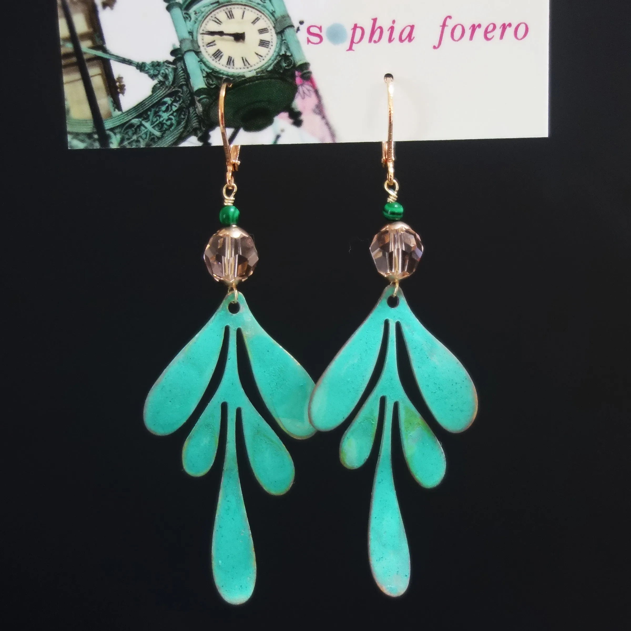 Time After Time, darling: patina   malachite earring