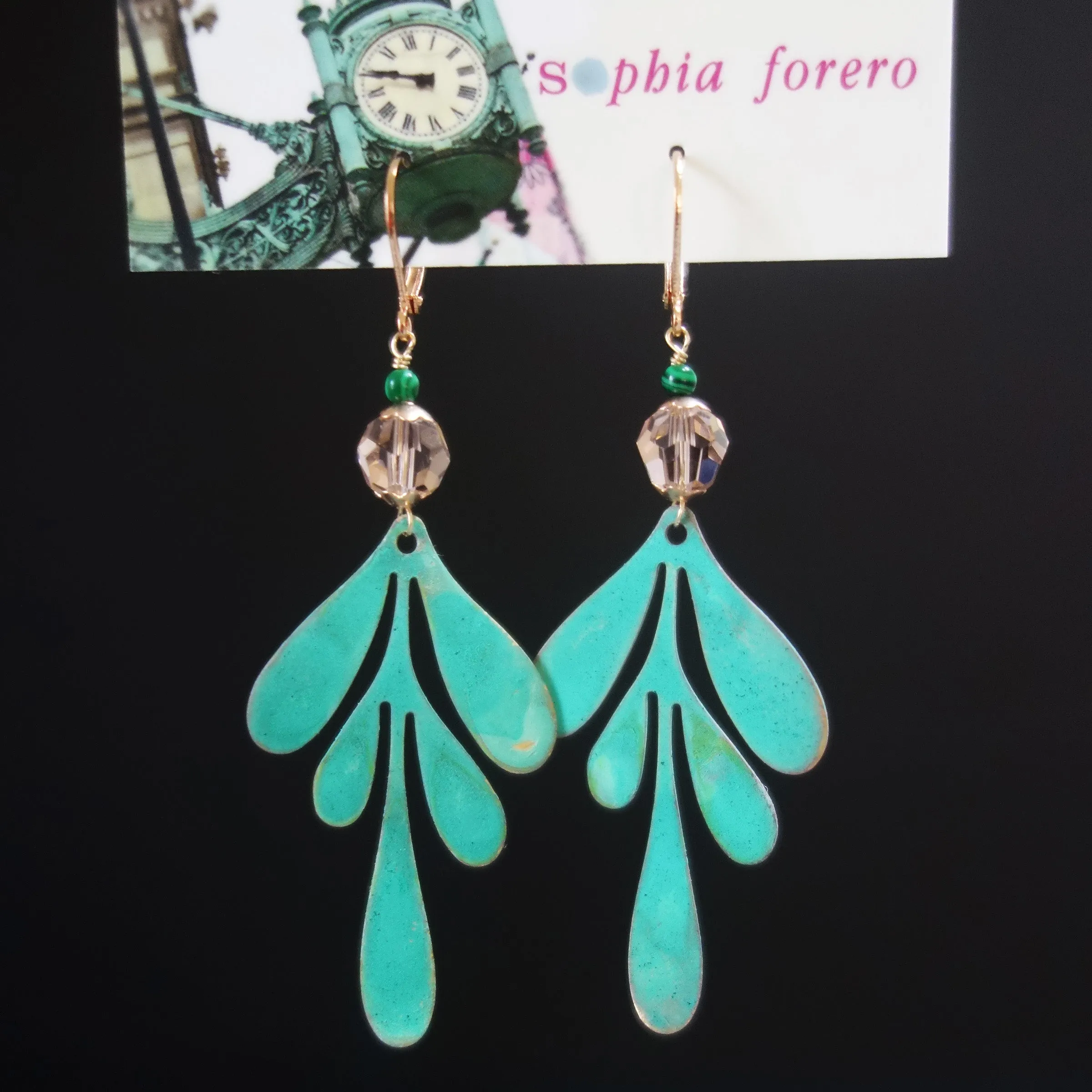 Time After Time, darling: patina   malachite earring