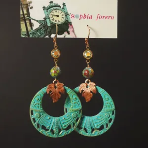 Time is On My Side: patina   cloisonée earring