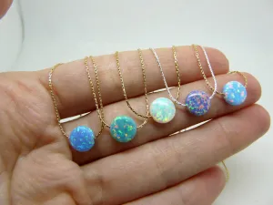 Tiny Opal Coin Necklace – Minimalist Elegance