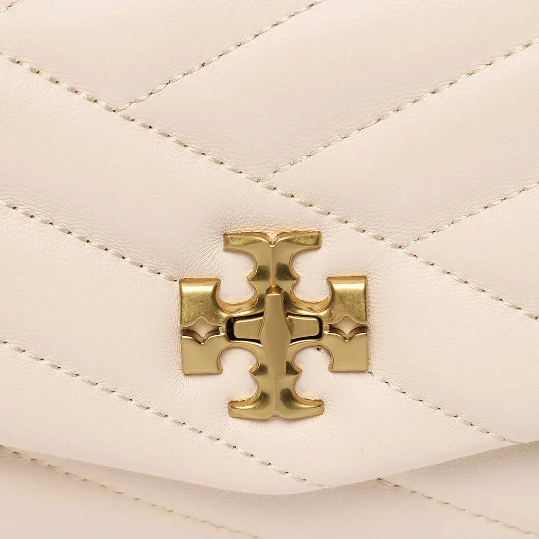 TORY BURCH Kira Chevron Chain Wallet New Cream RS-90343