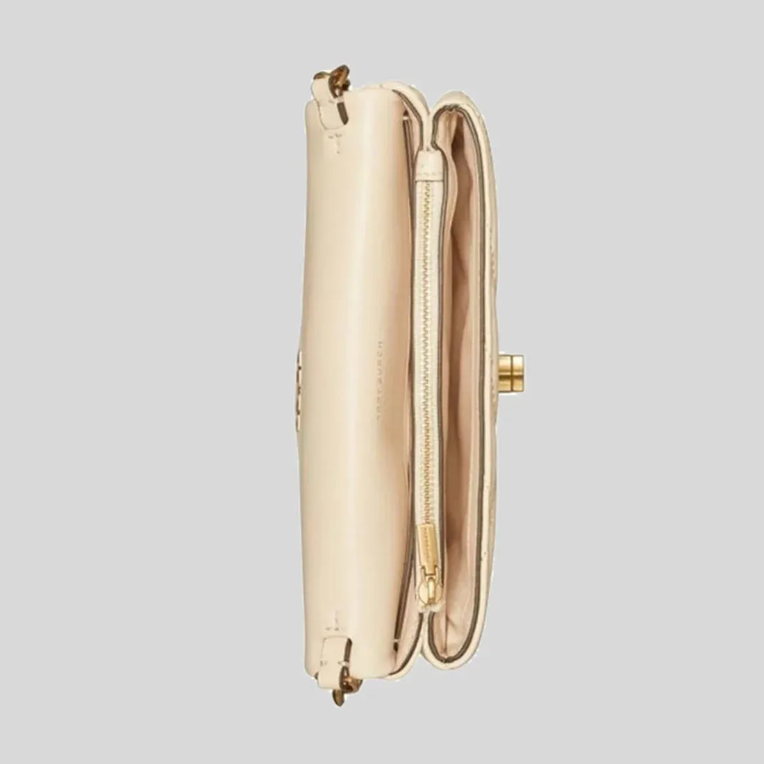 TORY BURCH Kira Chevron Chain Wallet New Cream RS-90343