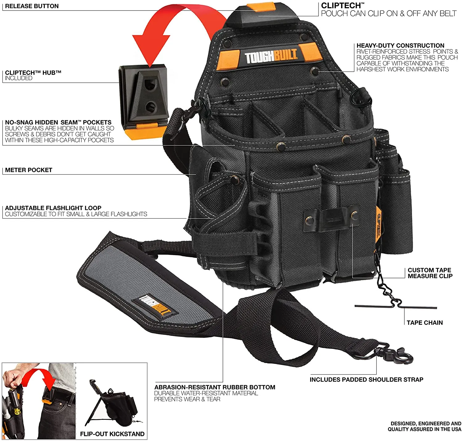 Toughbuilt Journeyman Electrician's Pouch   Shoulder Strap TB-CT-114
