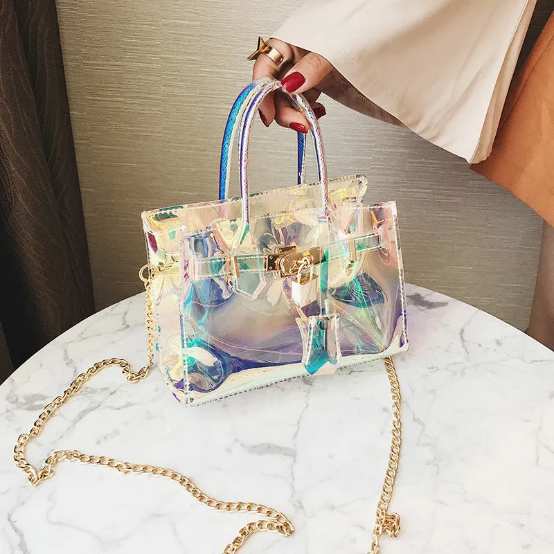 Transparent beach platinum bag