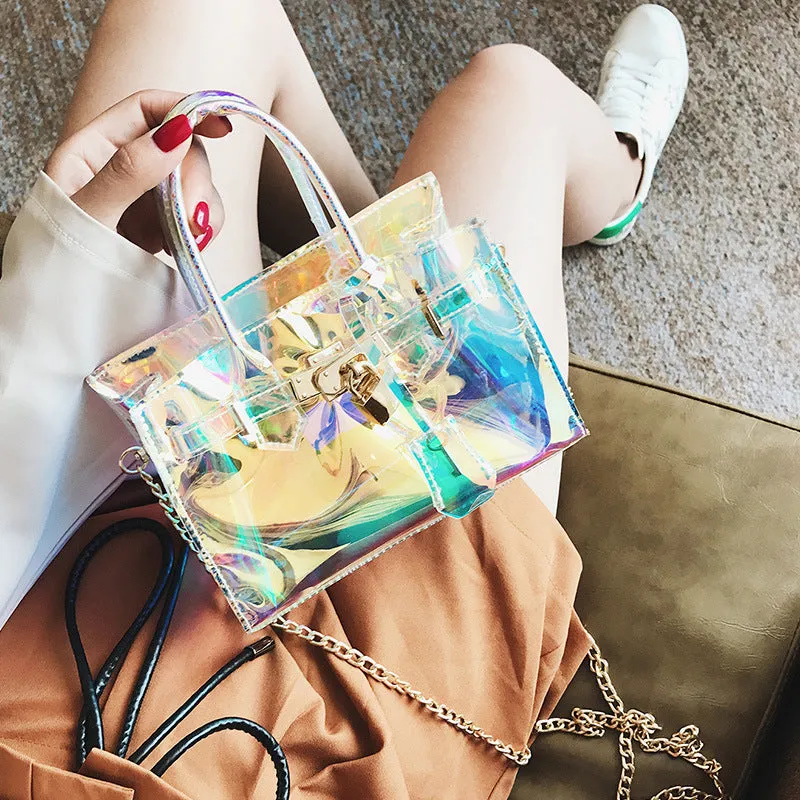 Transparent beach platinum bag