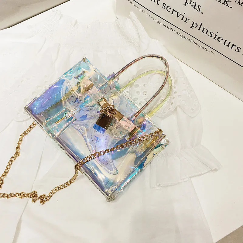 Transparent beach platinum bag