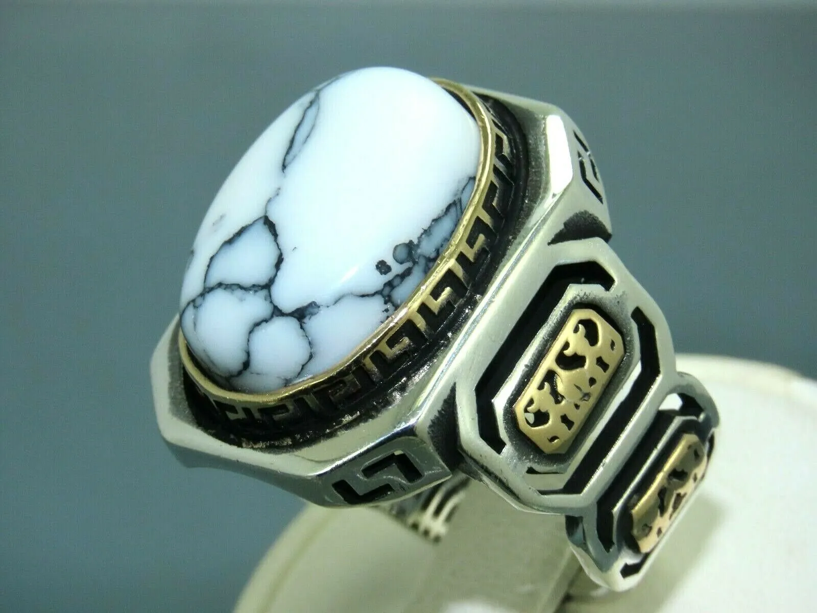 Turkish Handmade Jewelry 925 Sterling Silver Agate Stone Mens Rings