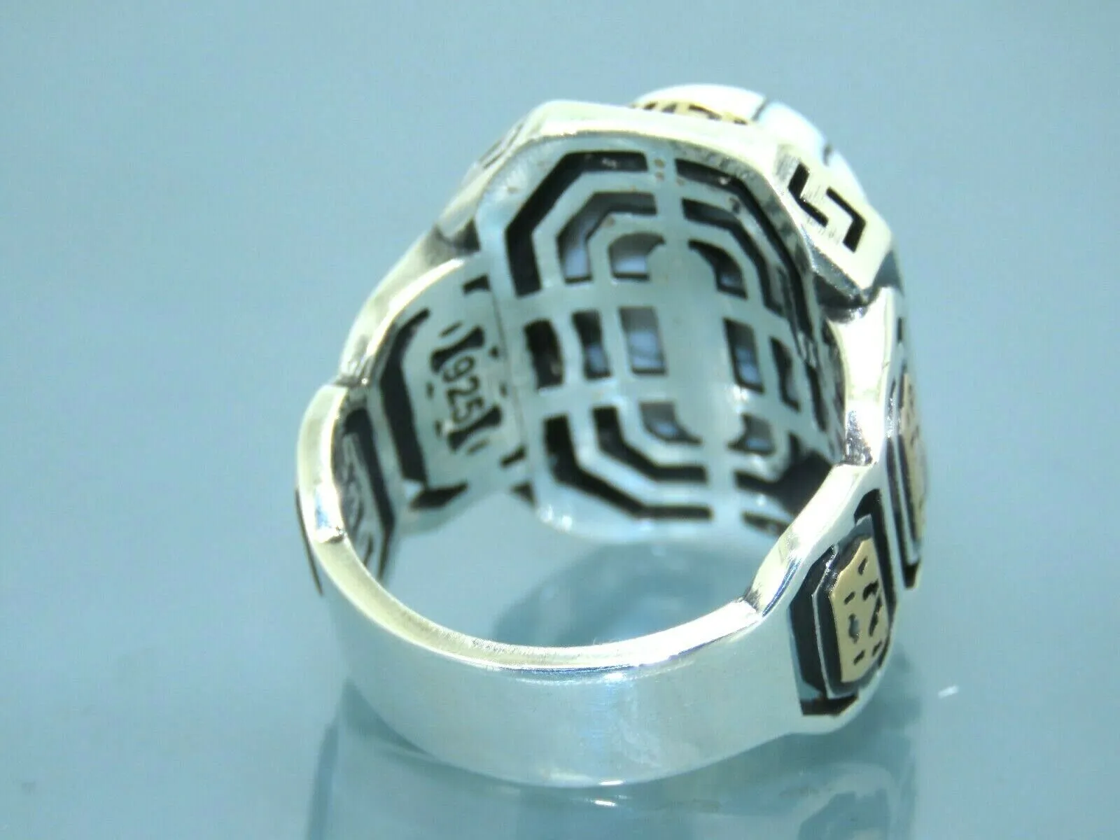 Turkish Handmade Jewelry 925 Sterling Silver Agate Stone Mens Rings