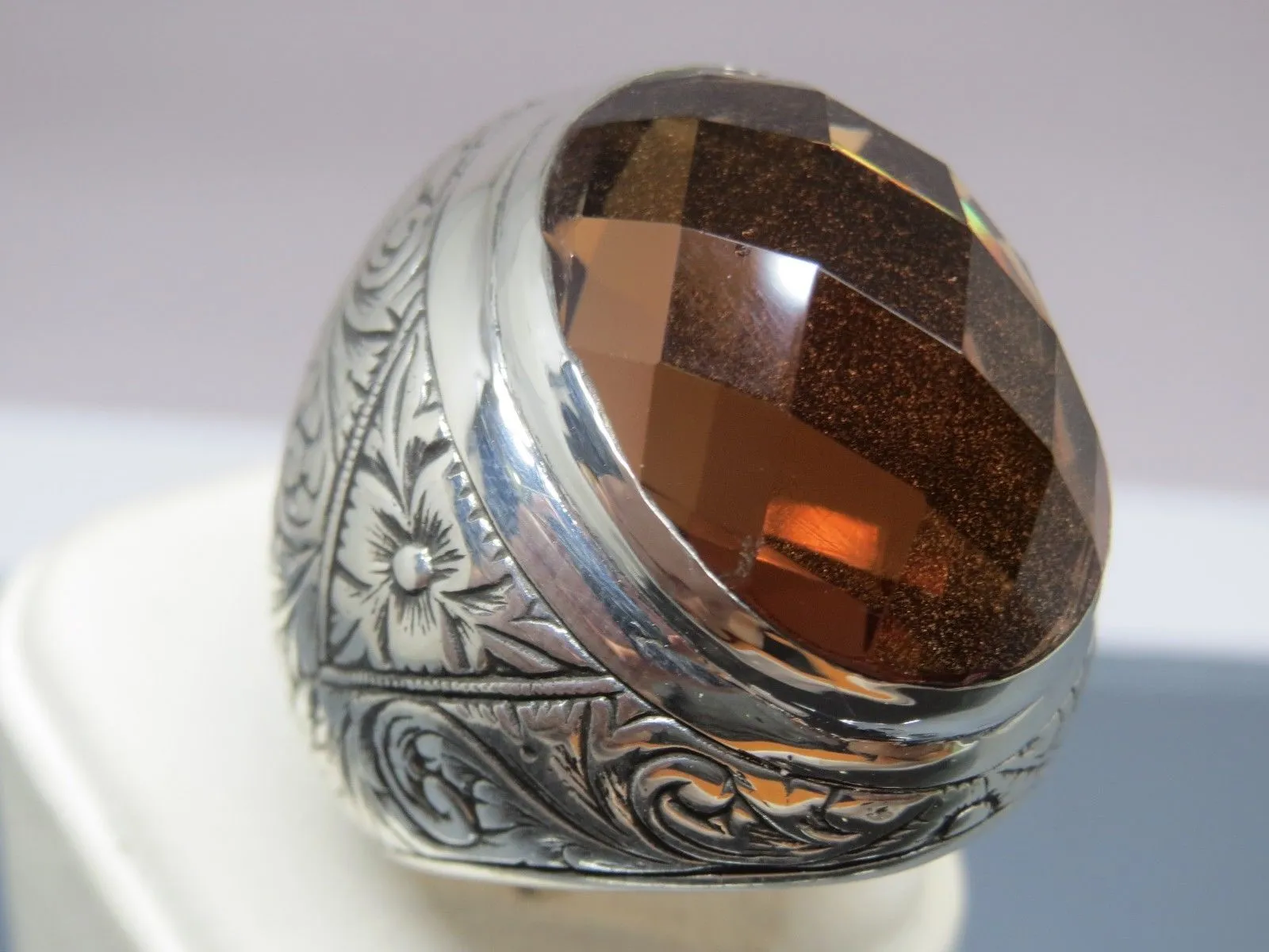 Turkish Handmade Jewelry 925 Sterling Silver Alexandrite Stone Mens Rings