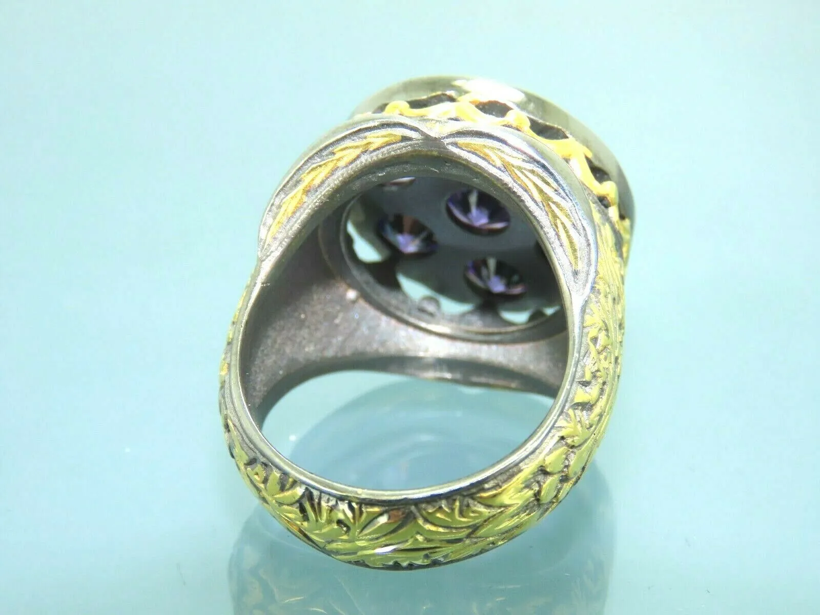 Turkish Handmade Jewelry 925 Sterling Silver Amethyst Stone Engraved Mens Rings