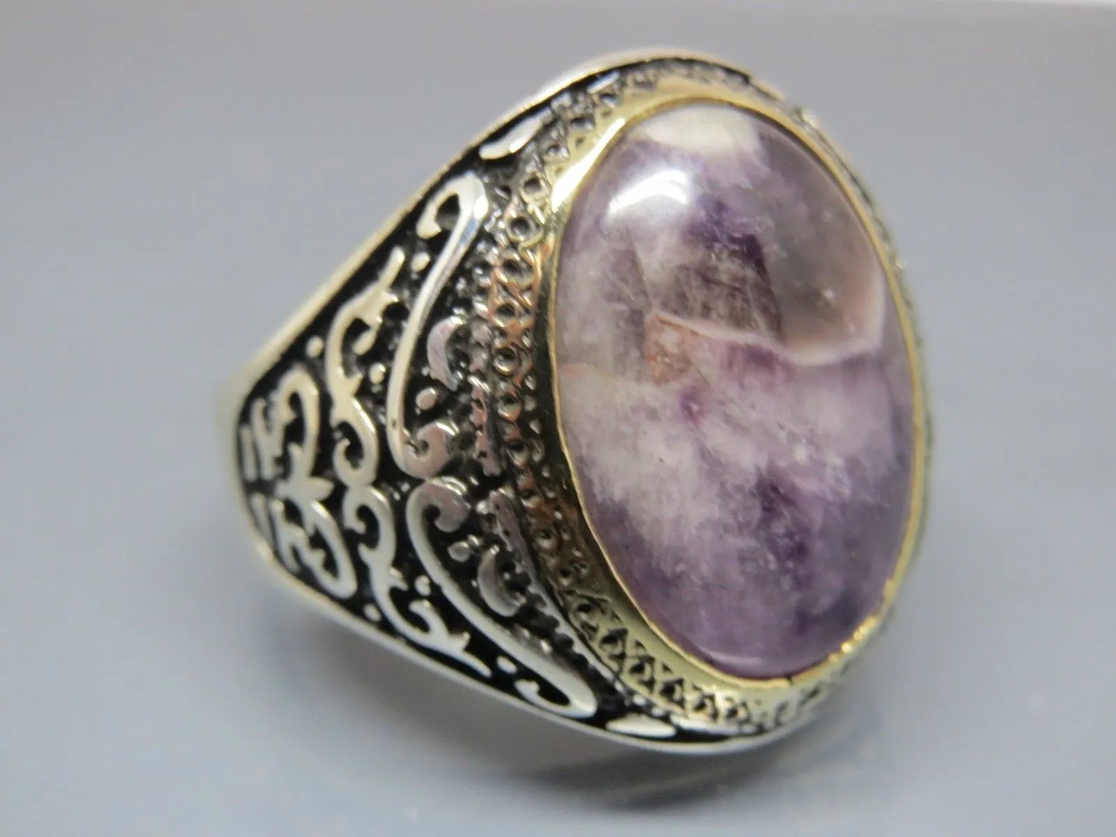 Turkish Handmade Jewelry 925 Sterling Silver Amethyst Stone Mens Rings