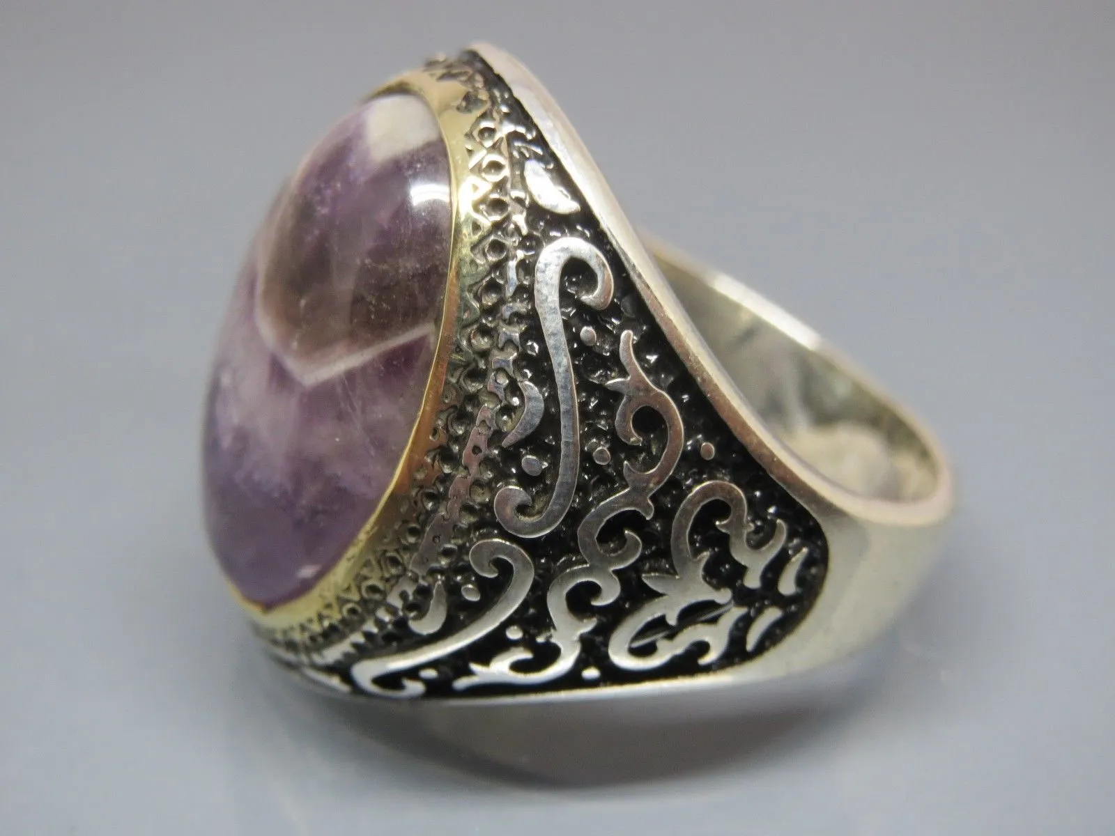 Turkish Handmade Jewelry 925 Sterling Silver Amethyst Stone Mens Rings