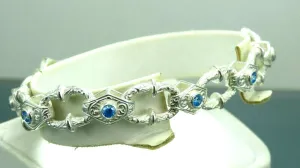 Turkish Handmade Jewelry 925 Sterling Silver Aquamarine Stone Mens Bracelets