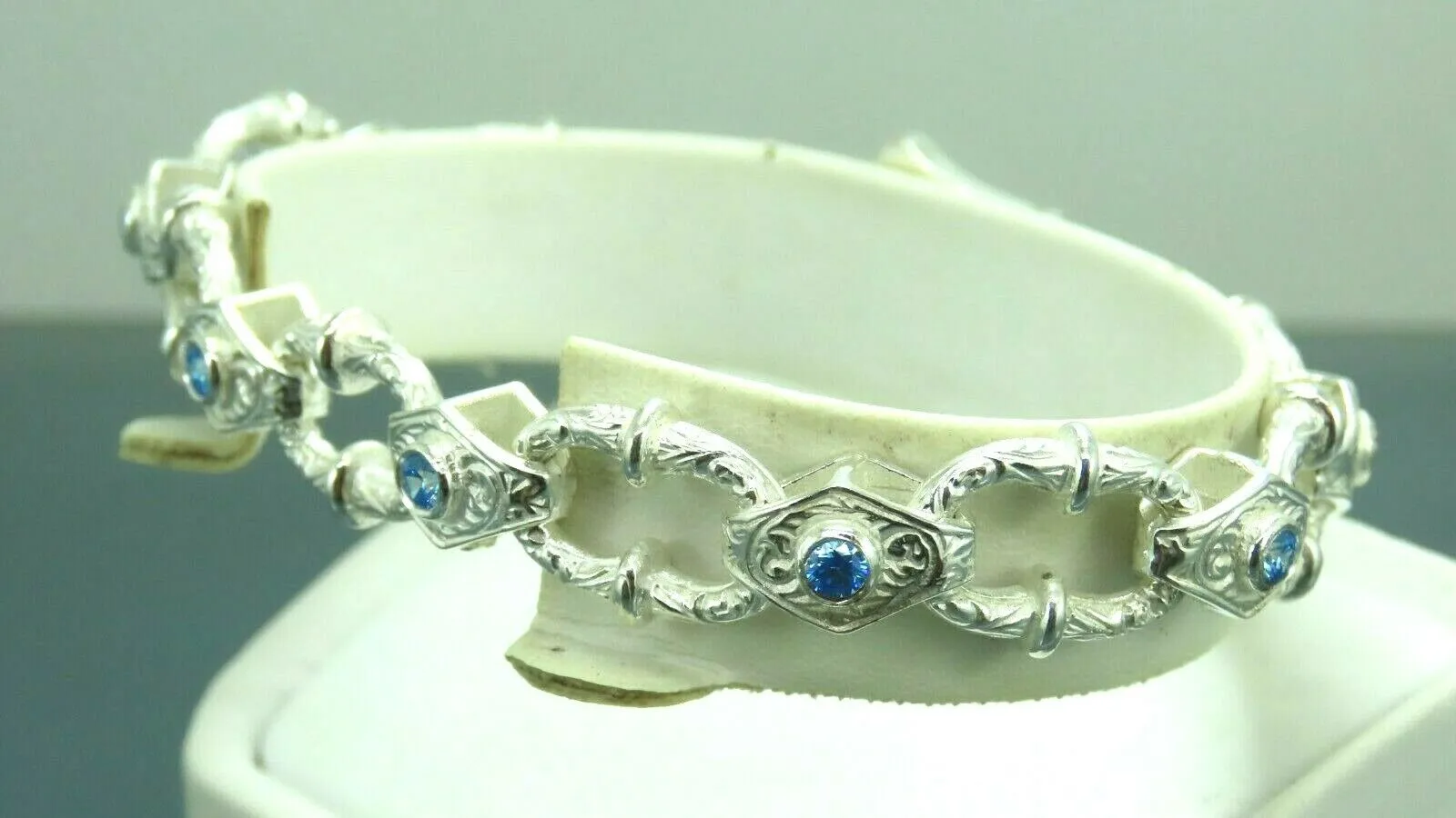 Turkish Handmade Jewelry 925 Sterling Silver Aquamarine Stone Mens Bracelets
