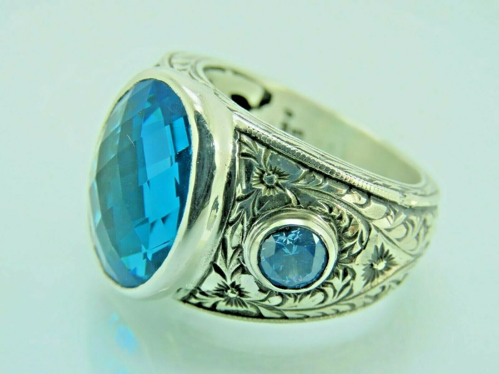 Turkish Handmade Jewelry 925 Sterling Silver Aquamarine Stone Mens Rings