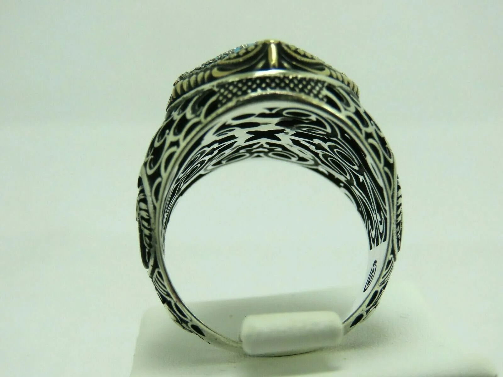 Turkish Handmade Jewelry 925 Sterling Silver Aquamarine Stone Mens Rings