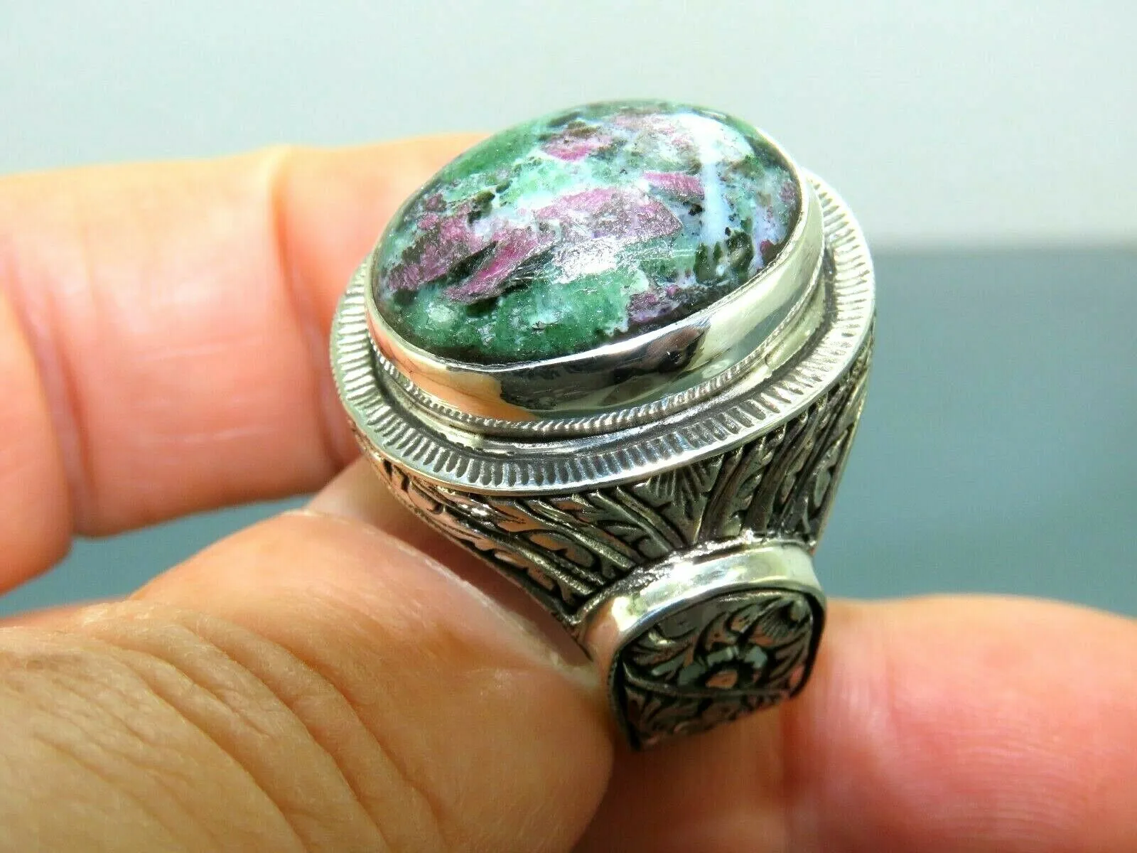 Turkish Handmade Jewelry 925 Sterling Silver Bloodstone Mens Rings