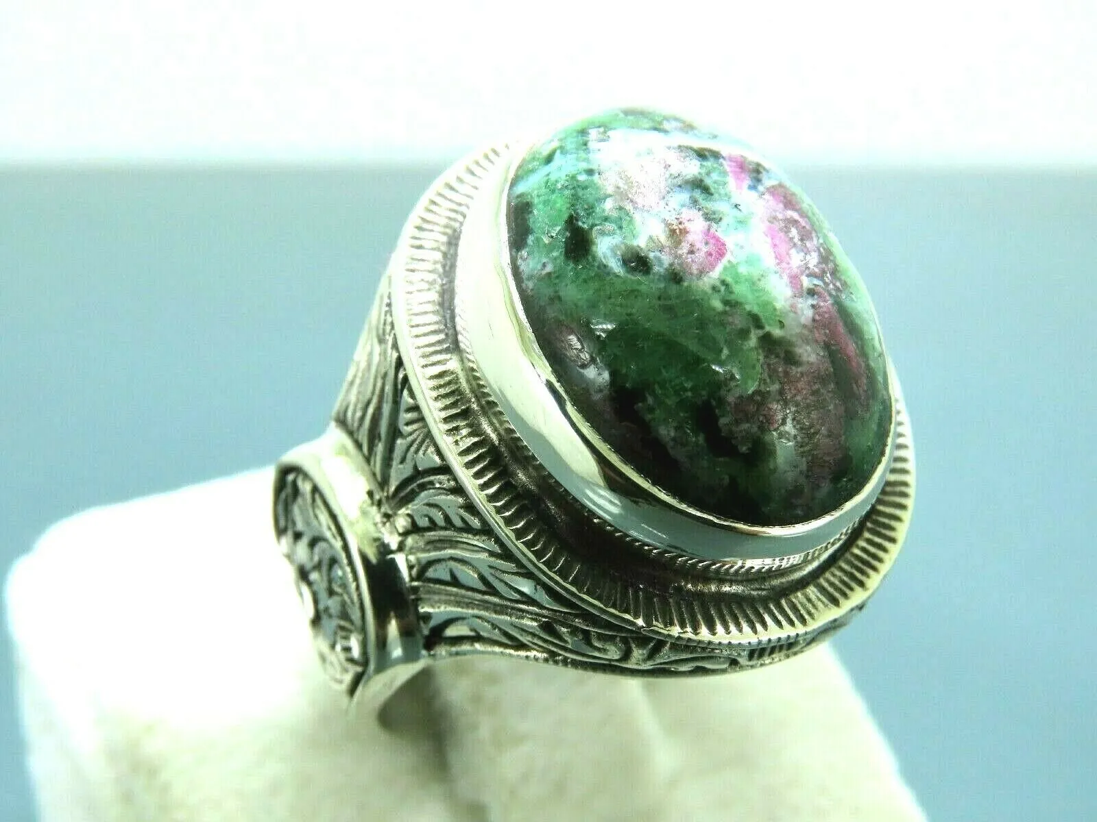 Turkish Handmade Jewelry 925 Sterling Silver Bloodstone Mens Rings
