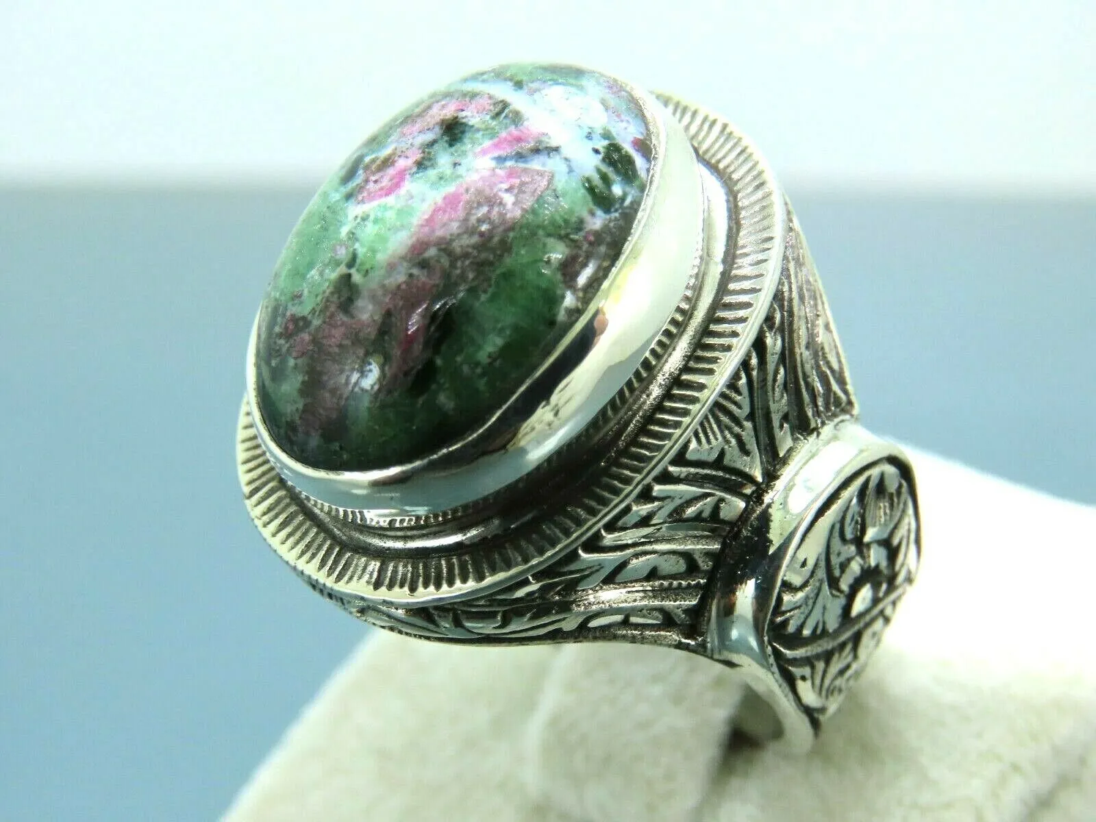 Turkish Handmade Jewelry 925 Sterling Silver Bloodstone Mens Rings