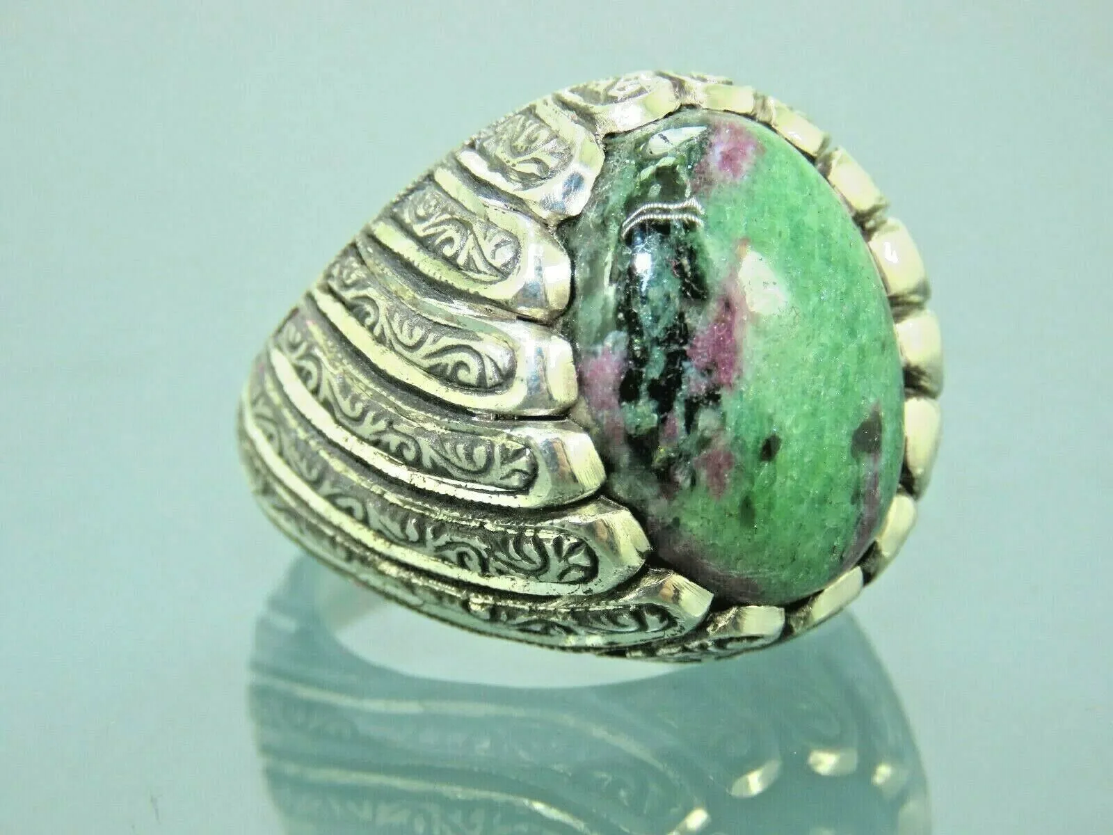 Turkish Handmade Jewelry 925 Sterling Silver Bloodstone Mens Rings