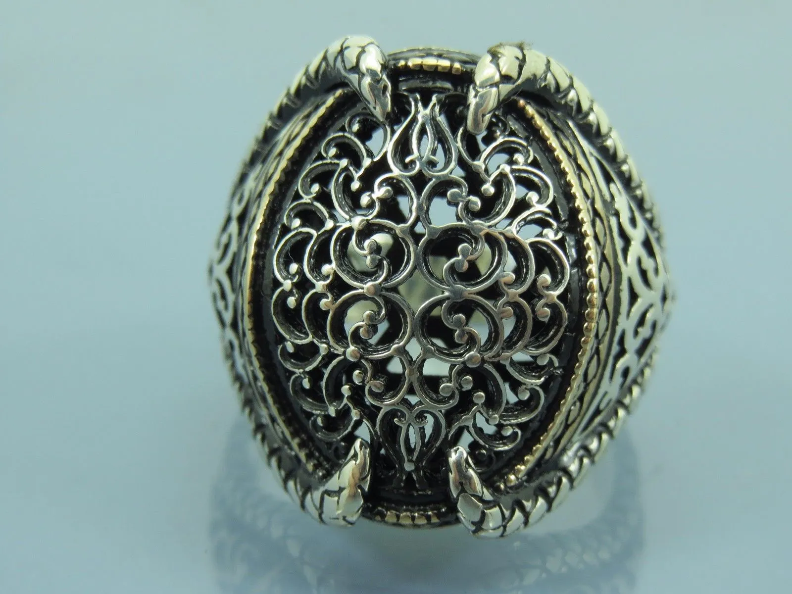 Turkish Handmade Jewelry 925 Sterling Silver Claw Design Mens Rings