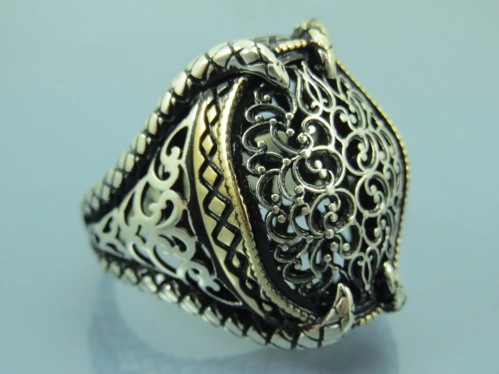 Turkish Handmade Jewelry 925 Sterling Silver Claw Design Mens Rings