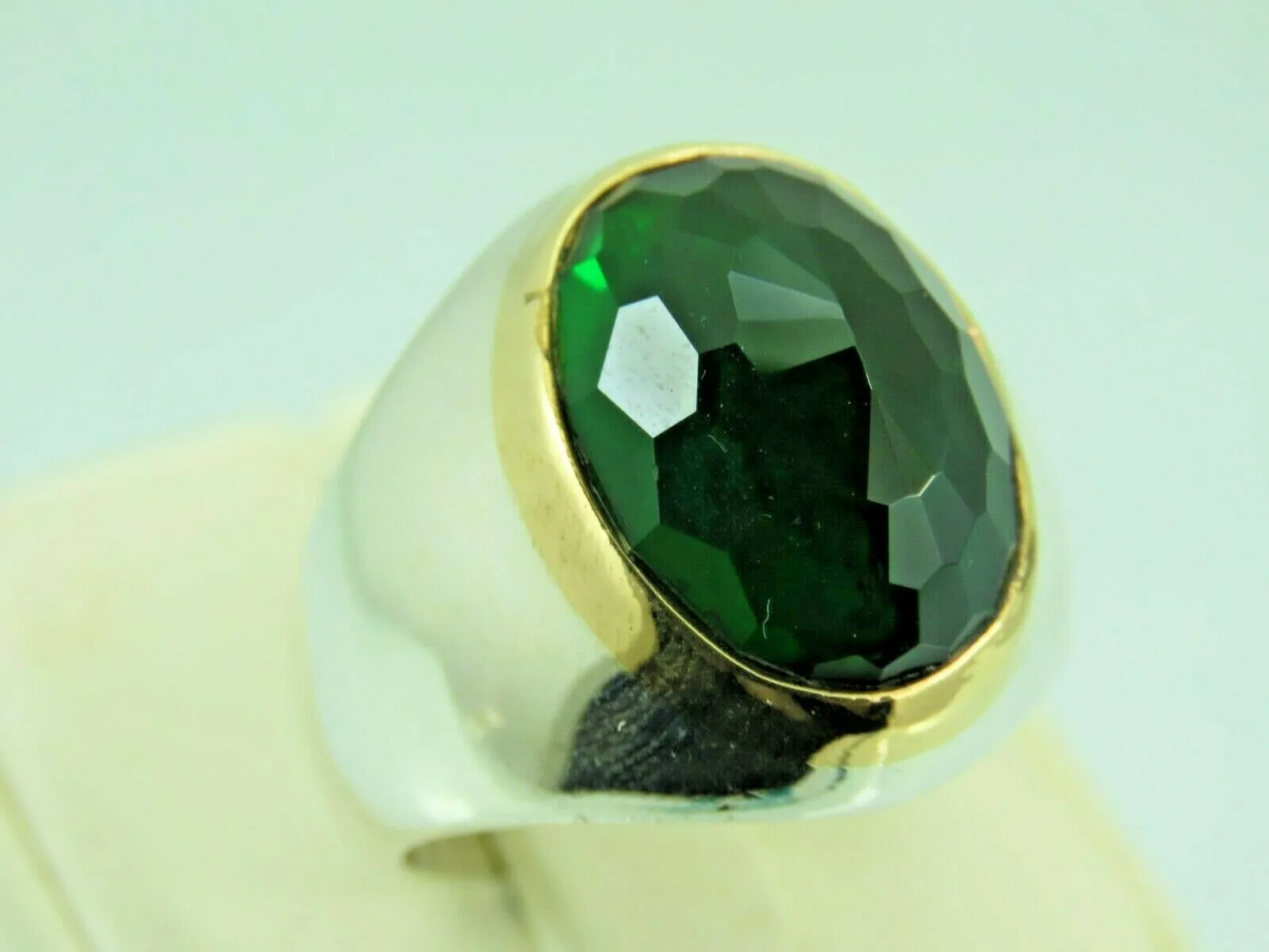 Turkish Handmade Jewelry 925 Sterling Silver Emerald Stone Mens Rings