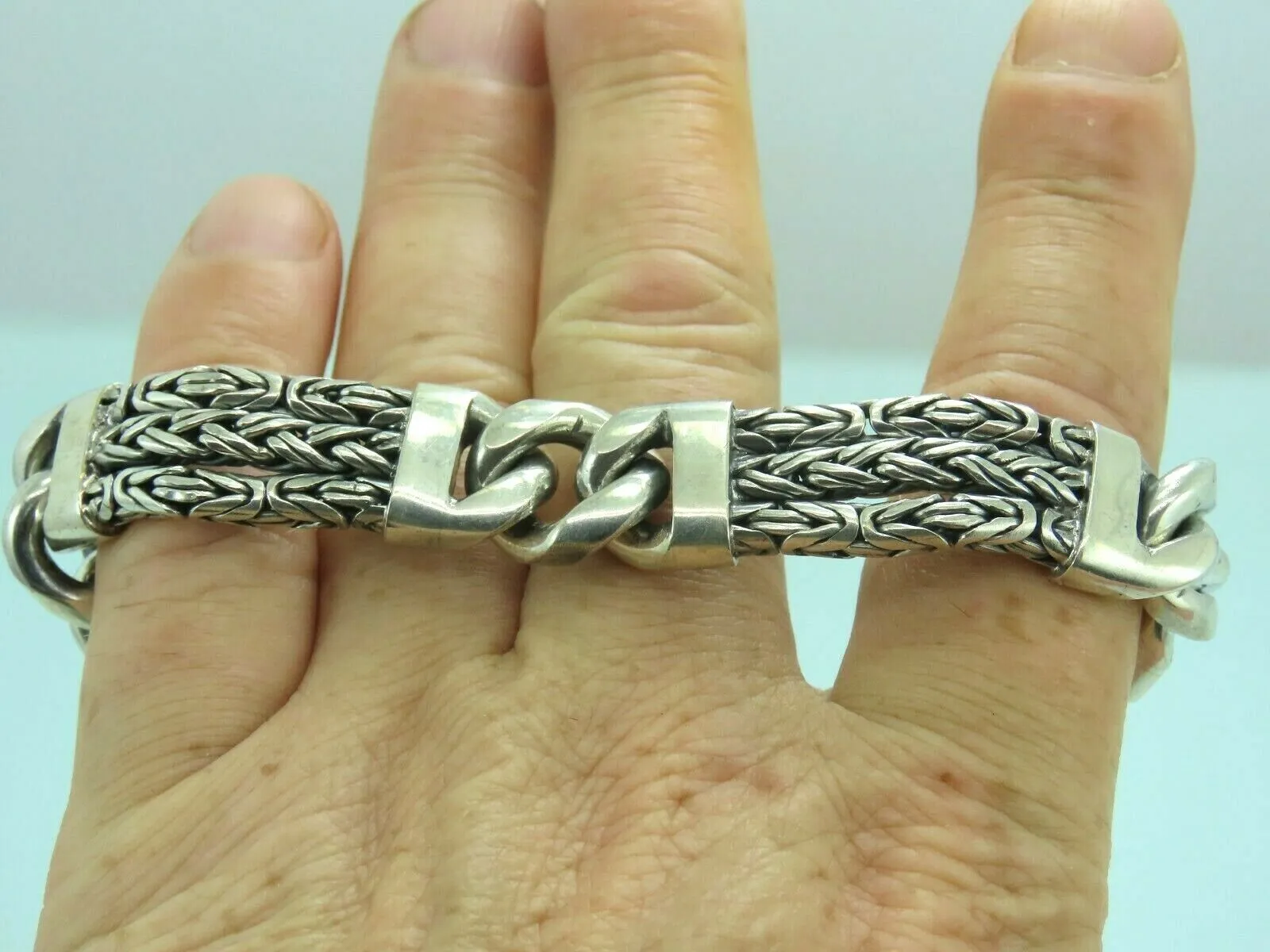Turkish Handmade Jewelry 925 Sterling Silver King Design Mens Bracelets