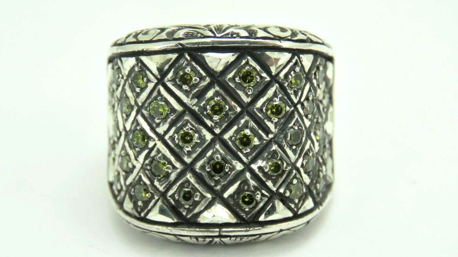 Turkish Handmade Jewelry 925 Sterling Silver Peridot Stone Engraved Mens Rings