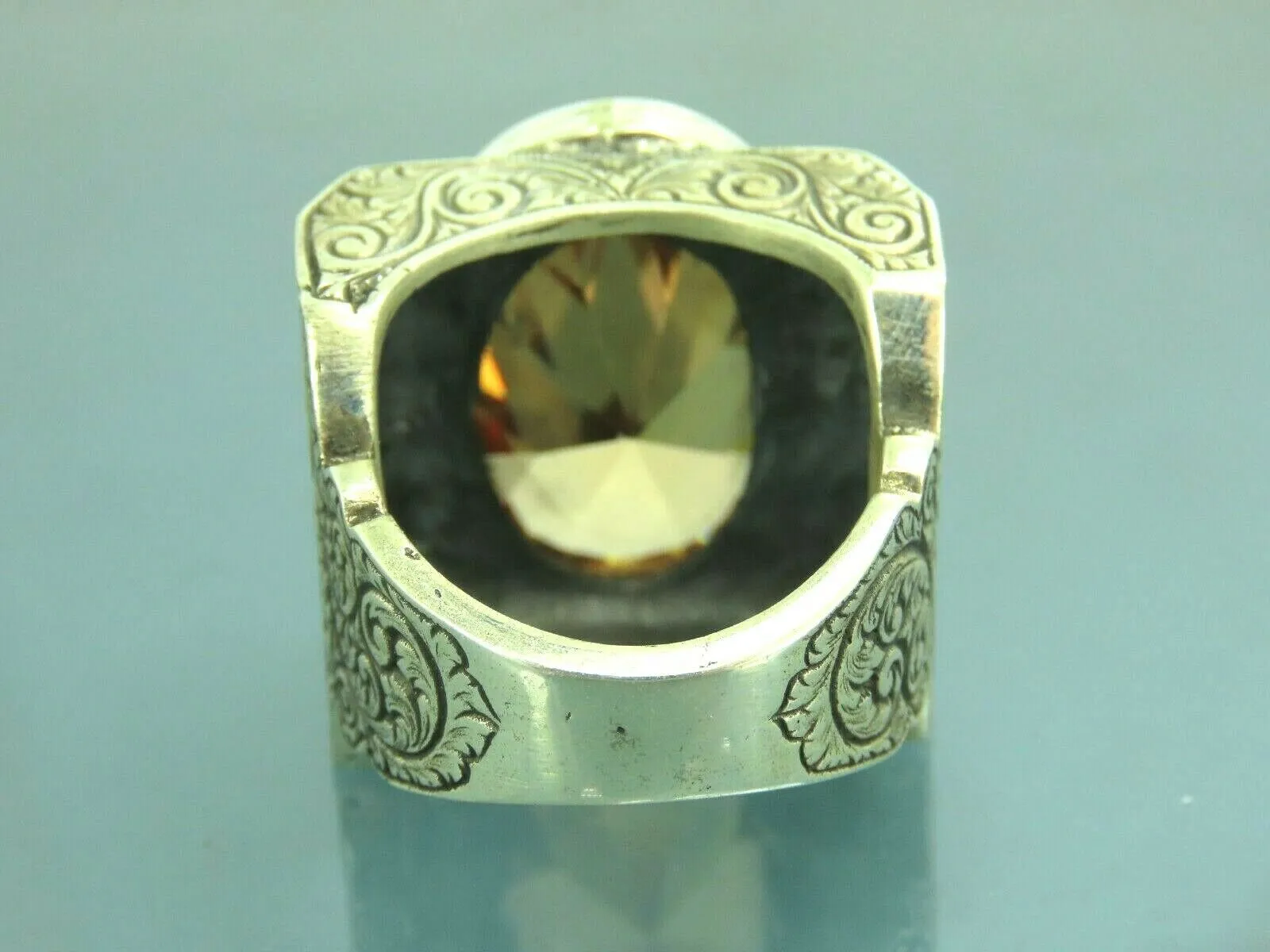 Turkish Handmade Jewelry 925 Sterling Silver Quartz Stone Mens Rings