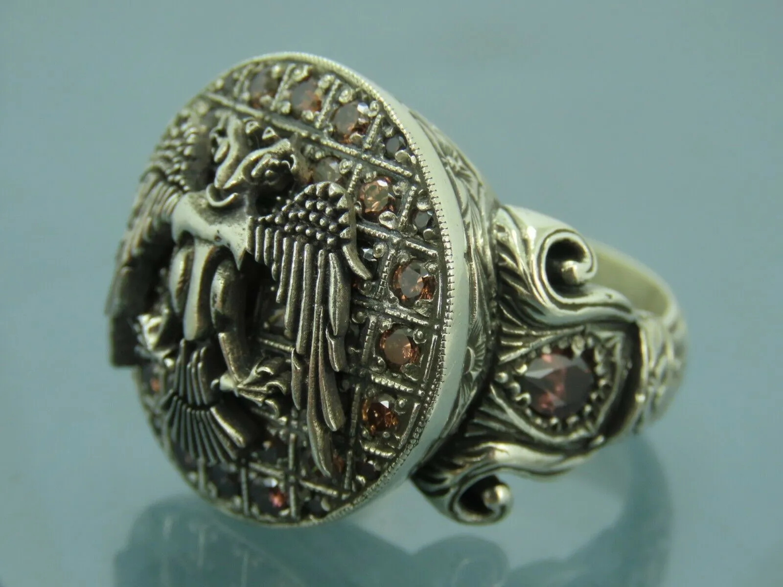 Turkish Handmade Jewelry 925 Sterling Silver Quartz Stone Mens Rings