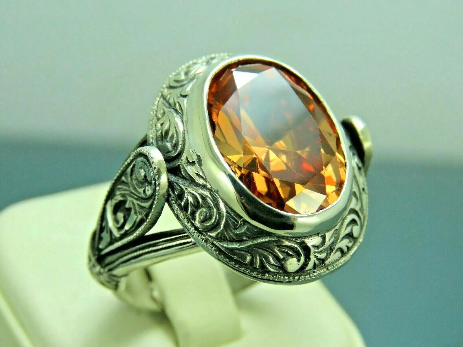 Turkish Handmade Jewelry 925 Sterling Silver Quartz Stone Mens Rings